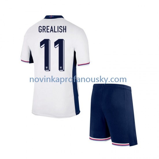 Anglie Dres Jack Grealish Domácí Fotbalové Dresy pro Děti Euro 2024 Krátký rukáv