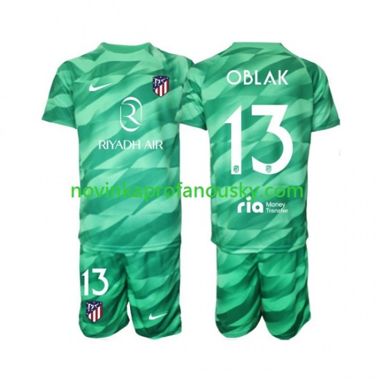 Atlético Madrid Dres Jan Oblak 13 Green color Brankářské Venkovní Fotbalové Dresy pro Děti 2023-2024 Krátký rukáv