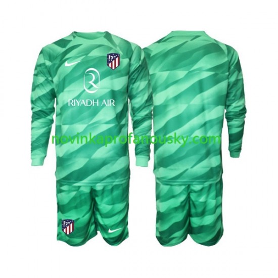 Atlético Madrid Dres Green color Brankářské Venkovní Fotbalové Dresy pro Děti 2023-2024 Dlouhý rukáv