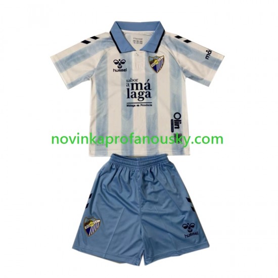 Málaga CF Dres Domácí Fotbalové Dresy pro Děti 2023-2024 Krátký rukáv