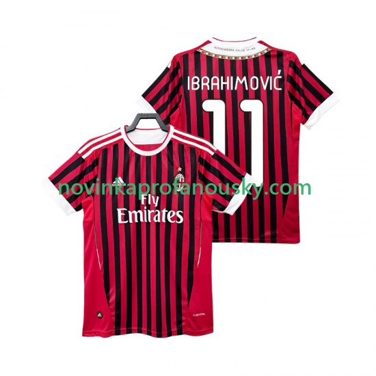 AC Milán Dres Ibrahimović Zlatan 11 2012 Retro Domácí Fotbalové Dresy pro Muže 2011 Krátký rukáv
