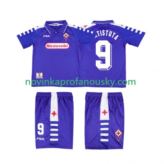 ACF Fiorentina Dres BATISTUTA 9 Retro Domácí Fotbalové Dresy pro Děti 1998 1999 Krátký rukáv