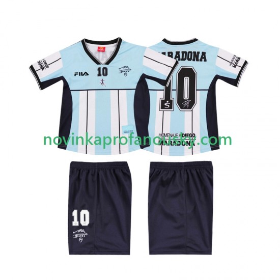 Argentina Dres MARADONA 10 2000 Retro Domácí Fotbalové Dresy pro Děti Krátký rukáv