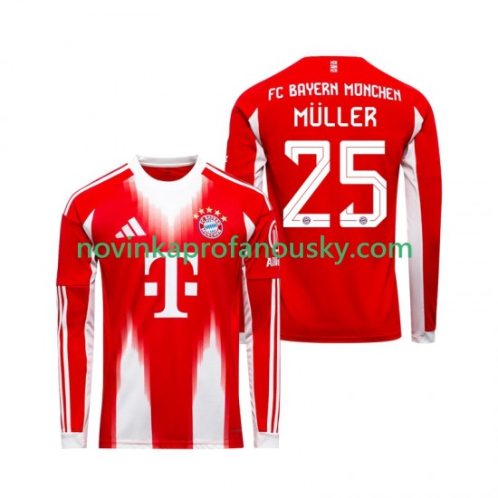 FC Bayern Mnichov Dres Thomas Muller 25 Domácí Fotbalové Dresy pro Muže 2025-2026 Dlouhý rukáv