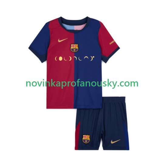 FC Barcelona Dres Coldplay Domácí Fotbalové Dresy pro Děti 2024-2025 Krátký rukáv
