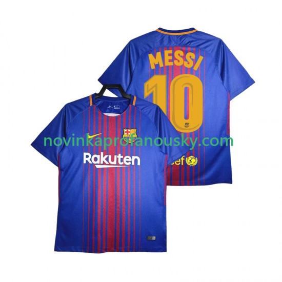 FC Barcelona Dres Lionel Messi 10 2017-2018 Retro Domácí Fotbalové Dresy pro Muže Krátký rukáv