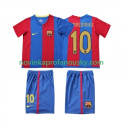 FC Barcelona Dres RONALDINHO 10 2007 Retro Domácí Fotbalové Dresy pro Děti 2006 Krátký rukáv
