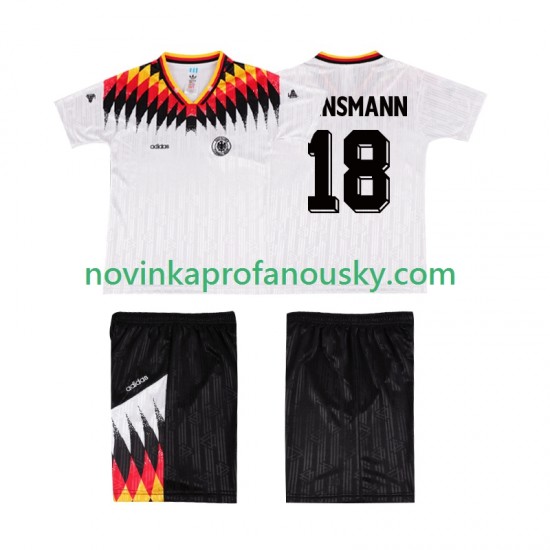 Německo Dres KLINSMANN 18 Retro Domácí Fotbalové Dresy pro Děti 1994 Krátký rukáv