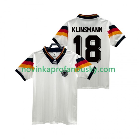 Německo Dres KLINSMANN 18 1992 Retro Domácí Fotbalové Dresy pro Muže Krátký rukáv