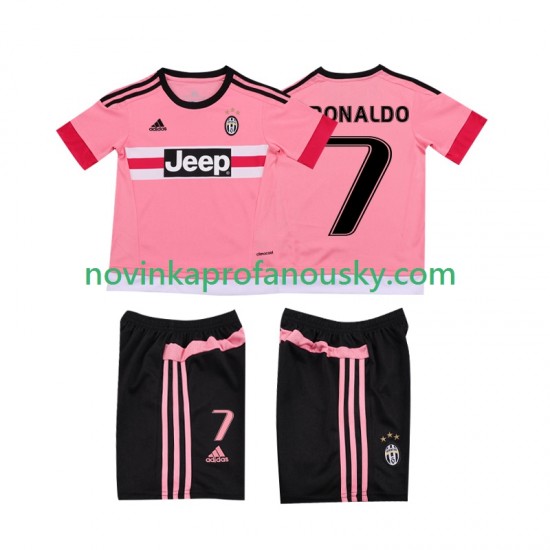 Juventus Dres Cristiano RONALDO 7 2015 2016 Retro Venkovní Fotbalové Dresy pro Děti Krátký rukáv