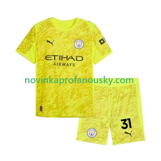 Manchester City Dres Ederson Moraes 31 Brankářské Alternativní Fotbalové Dresy pro Děti 2025-2026 Krátký rukáv