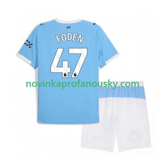 Manchester City Dres Phil Foden 47 Domácí Fotbalové Dresy pro Děti 2025-2026 Krátký rukáv
