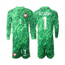Polsko Dres Szczesny 1 Brankářské Alternativní Fotbalové Dresy pro Děti 2024 Dlouhý rukáv