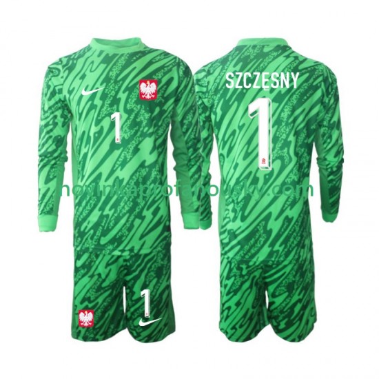 Polsko Dres Szczesny 1 Brankářské Alternativní Fotbalové Dresy pro Děti 2024 Dlouhý rukáv