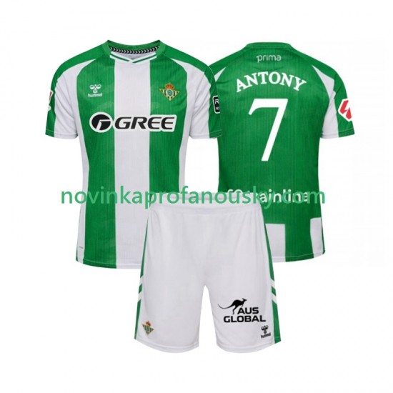 Real Betis Dres Antony 7 Domácí Fotbalové Dresy pro Děti 2025-2026 Krátký rukáv