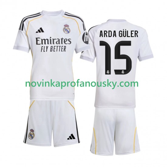 Real Madrid Dres Arda Guler 15 Domácí Fotbalové Dresy pro Děti 2025-2026 Krátký rukáv