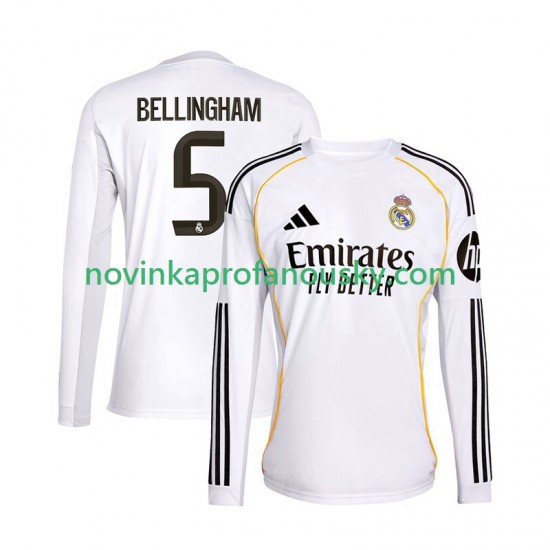 Real Madrid Dres Jude Bellingham 5 Domácí Fotbalové Dresy pro Muže 2025-2026 Dlouhý rukáv