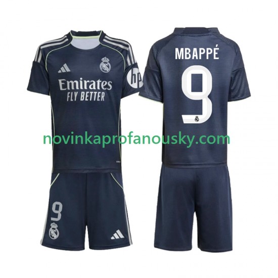 Real Madrid Dres Mbappé Kylian 9 Venkovní Fotbalové Dresy pro Děti 2025-2026 Krátký rukáv