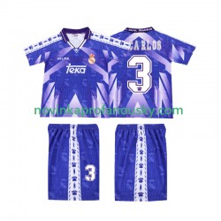 Real Madrid Dres R CARLOS 3 1996-1997 Retro Venkovní Fotbalové Dresy pro Děti Krátký rukáv