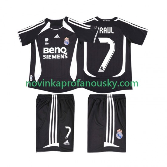 Real Madrid Dres RAUL 7 2007 Retro Venkovní Fotbalové Dresy pro Děti 2006 Krátký rukáv