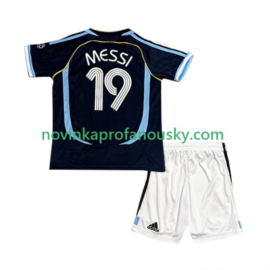 Argentina Dres Lionel Messi 19 Retro Venkovní Fotbalové Dresy pro Děti 2006 Krátký rukáv