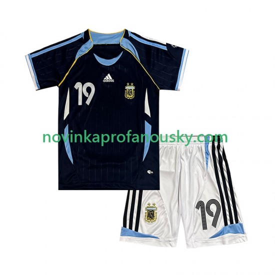 Argentina Dres Lionel Messi 19 Retro Venkovní Fotbalové Dresy pro Děti 2006 Krátký rukáv