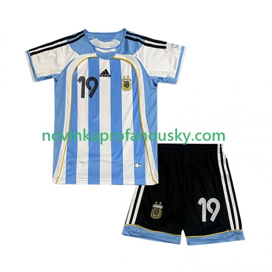 Argentina Dres Lionel Messi 19 Retro Domácí Fotbalové Dresy pro Děti 2006 Krátký rukáv
