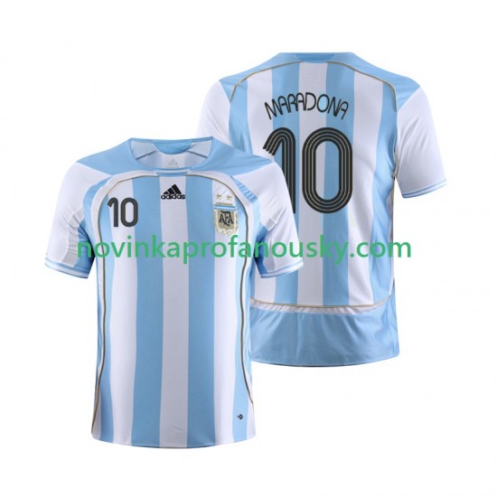 Argentina Dres Maradona 10 Retro Domácí Fotbalové Dresy pro Muže 2006 Krátký rukáv