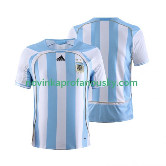 Argentina Dres Retro Domácí Fotbalové Dresy pro Muže 2006 Krátký rukáv