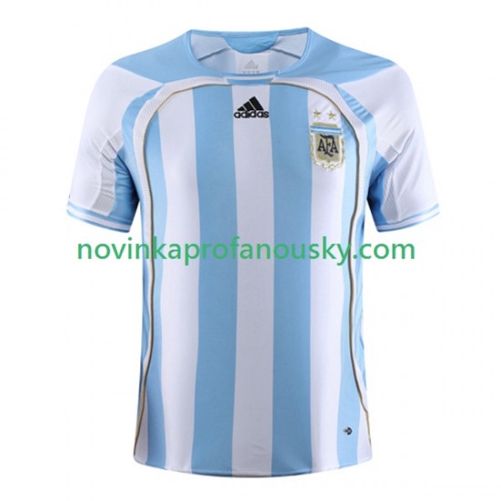 Argentina Dres Retro Domácí Fotbalové Dresy pro Muže 2006 Krátký rukáv
