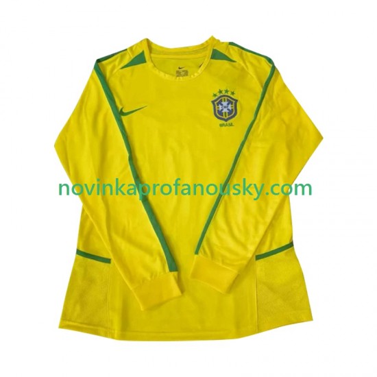 Brazílie Dres Retro Domácí Fotbalové Dresy pro Muže 2002 Dlouhý rukáv