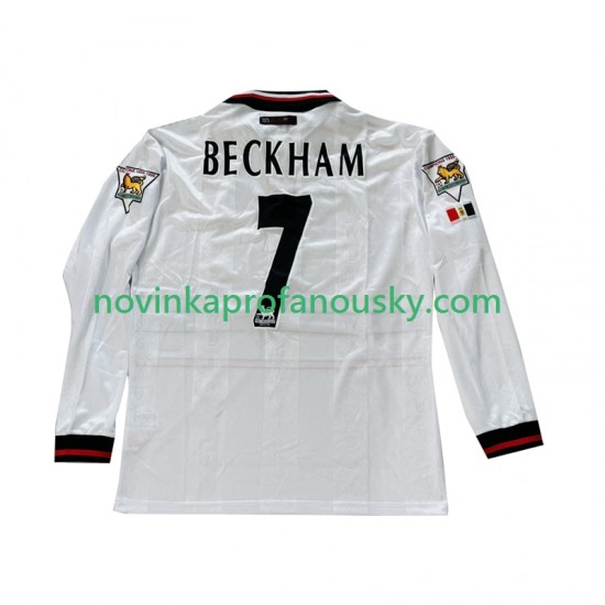 Manchester United Dres Beckham 7 Retro Venkovní Fotbalové Dresy pro Muže 1998 1999 Dlouhý rukáv