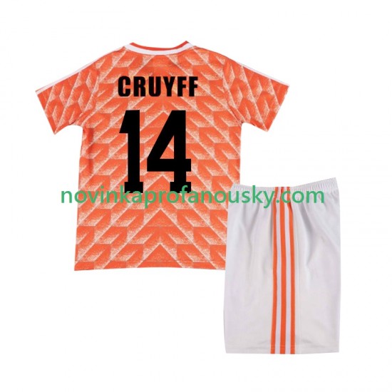 Nizozemsko Dres Cruyff 14 1988 Retro Domácí Fotbalové Dresy pro Děti Krátký rukáv