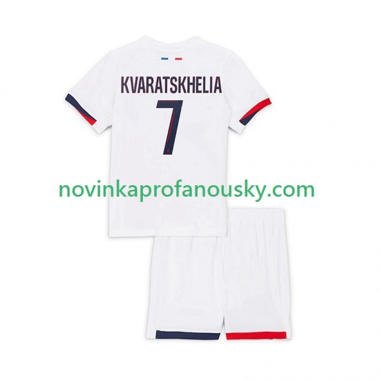 Paris Saint-Germain Dres Khvicha Kvaratskhelia 7 Venkovní Fotbalové Dresy pro Děti 2024-2025 Krátký rukáv