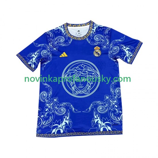 Real Madrid Dres Versace Blue Edition Domácí Fotbalové Dresy pro Muže 2024-2025 Krátký rukáv
