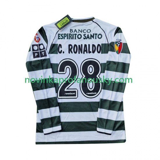 Sporting CP Dres Cristiano Ronaldo 28 2001 2003 Retro Domácí Fotbalové Dresy pro Muže Dlouhý rukáv