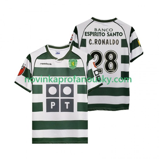 Sporting CP Dres Cristiano Ronaldo 28 2001 2003 Retro Domácí Fotbalové Dresy pro Muže Krátký rukáv