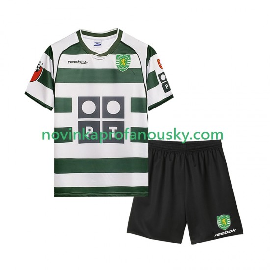 Sporting CP Dres 2001 2003 Retro Domácí Fotbalové Dresy pro Děti Krátký rukáv