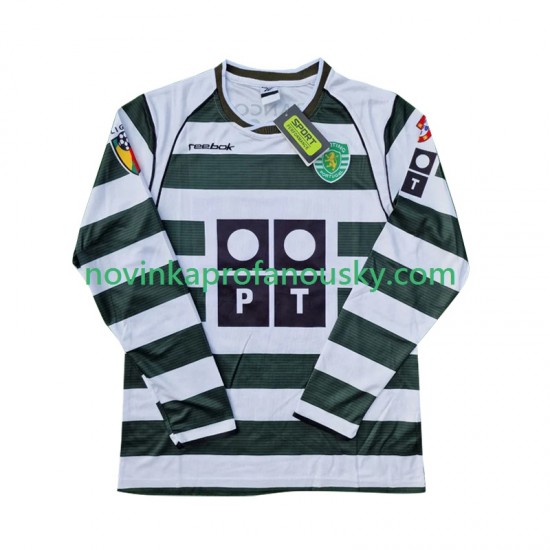 Sporting CP Dres 2001 2003 Retro Domácí Fotbalové Dresy pro Muže Dlouhý rukáv