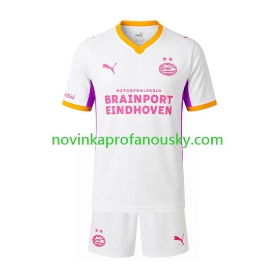 PSV Eindhoven Dres Venkovní Fotbalové Dresy pro Děti 2026-2027 Krátký rukáv