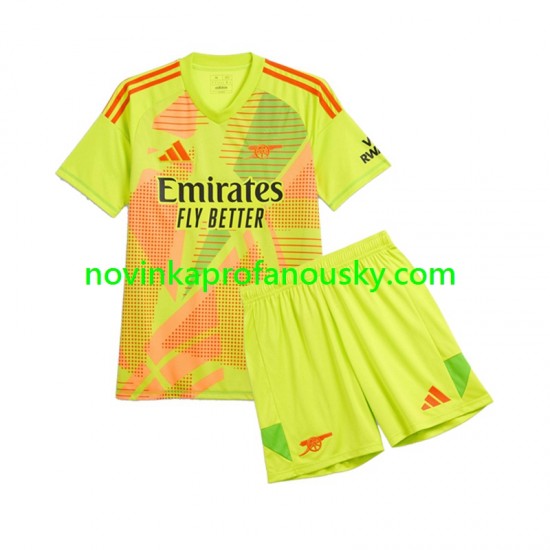 Arsenal Dres Brankářské Domácí Fotbalové Dresy pro Děti 2024-2025 Krátký rukáv