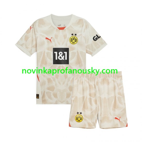 Borussia Dortmund Dres Brankářské Venkovní Fotbalové Dresy pro Děti 2024-2025 Krátký rukáv