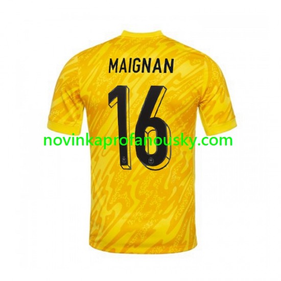 Francie Dres MAIGNAN 16 Brankářské Domácí Fotbalové Dresy pro Muže Euro 2024 Krátký rukáv
