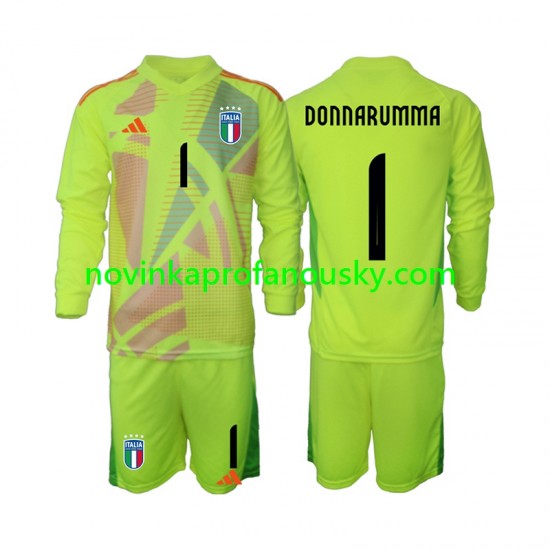 Itálie Dres Donnarumma 1 Brankářské Domácí Fotbalové Dresy pro Děti Euro 2024 Dlouhý rukáv