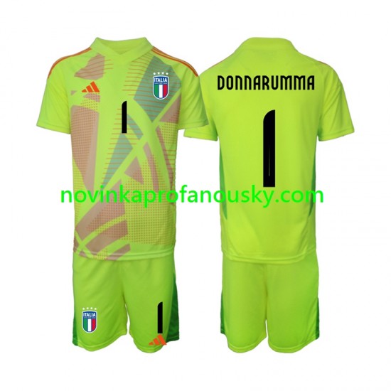 Itálie Dres Donnarumma 1 Brankářské Domácí Fotbalové Dresy pro Děti Euro 2024 Krátký rukáv