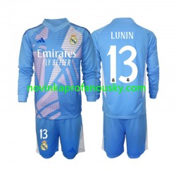 Real Madrid Dres Andriy Lunin 13 Brankářské Domácí Fotbalové Dresy pro Děti 2024-2025 Dlouhý rukáv