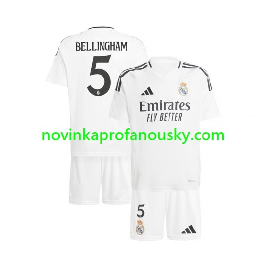 Real Madrid Dres Jude Bellingham 5 Domácí Fotbalové Dresy pro Děti 2024-2025 Krátký rukáv