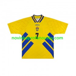 Švédsko Dres Henrik Larsson 7 Retro Domácí Fotbalové Dresy pro Muže 1994 Krátký rukáv