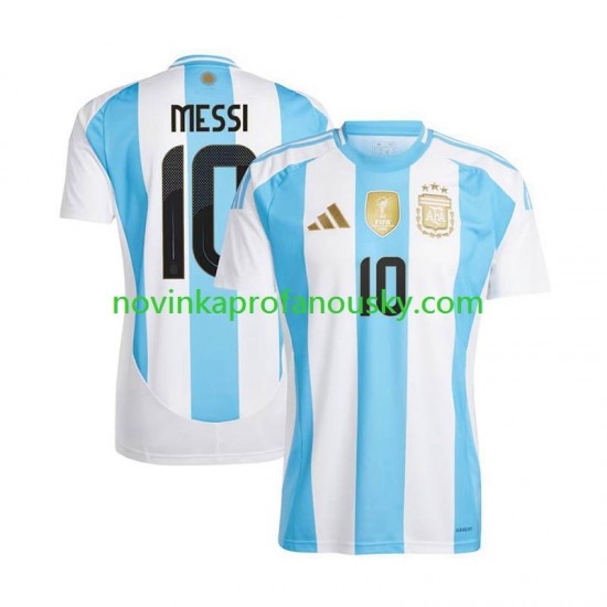 Argentina Dres Lionel Messi 10 Copa America Domácí Fotbalové Dresy pro Muže 2024 Krátký rukáv