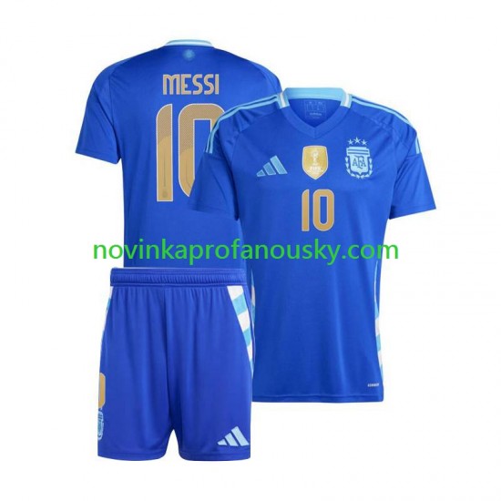 Argentina Dres Lionel Messi 10 Copa America Venkovní Fotbalové Dresy pro Děti 2024 Krátký rukáv
